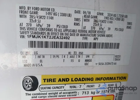 2018 Ford Expedition Max Limited z USA, uszkodzony, nr VIN 1FMJK1KT2JEA32492